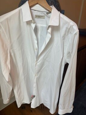 Burberry Men's White Long-Sleeve Dress Shirt